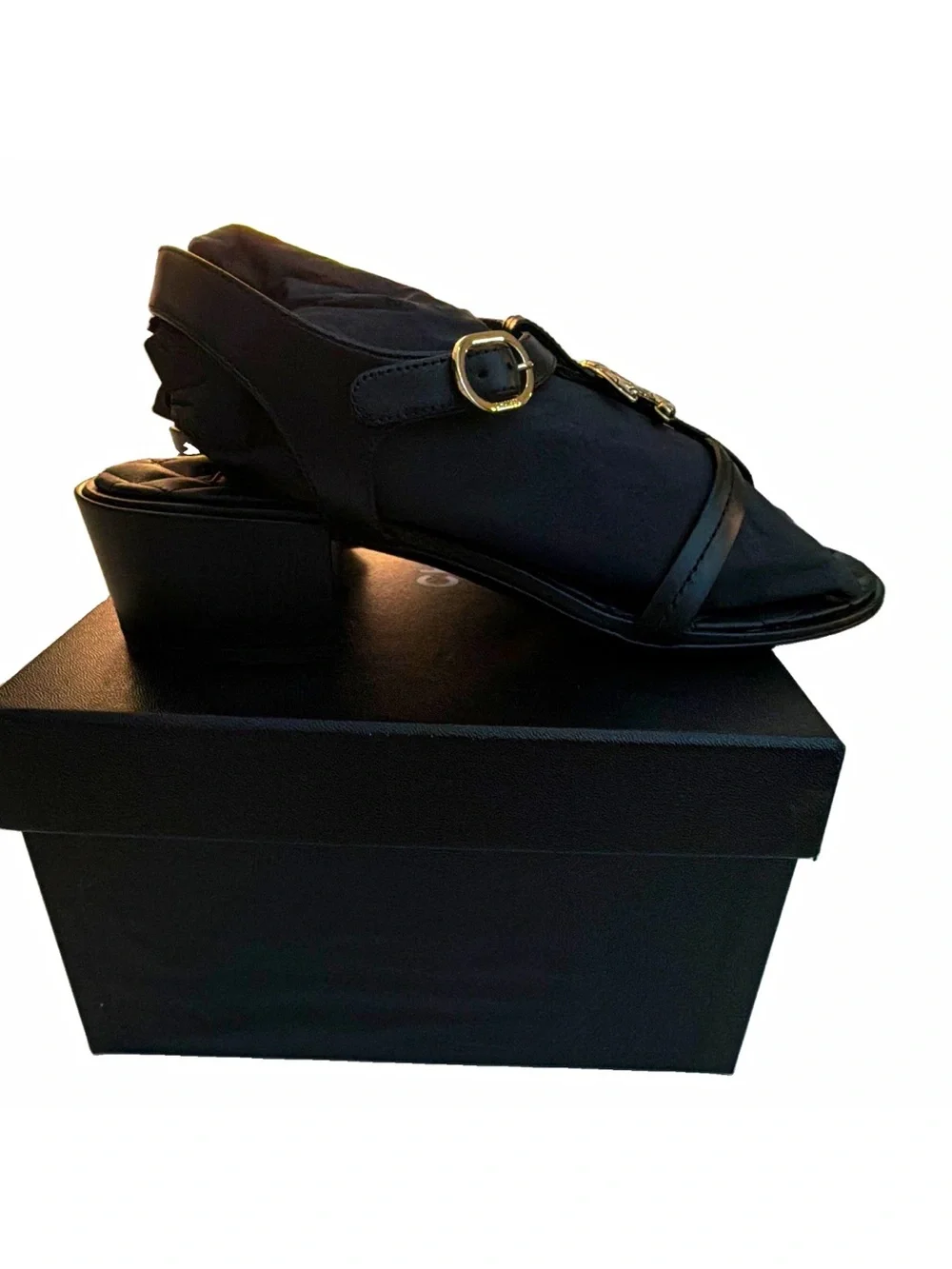CHANEL G39740 Black Quilted Leather CC Logo Ankle Strap Sandals EU 39 NWB